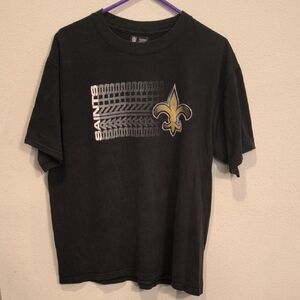 New Orleans Saints Official NFL Black T-Shirt with Gold Fleur-de-Lis Graphic